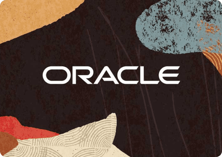 Oracle logo over an abstract textured case study cover
